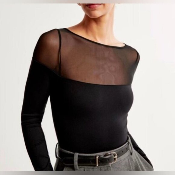 Abercrombie & Fitch - Long sleeve Mesh Bodysuit - Black. Size: XXS. NWT. (1699) - Picture 9 of 13